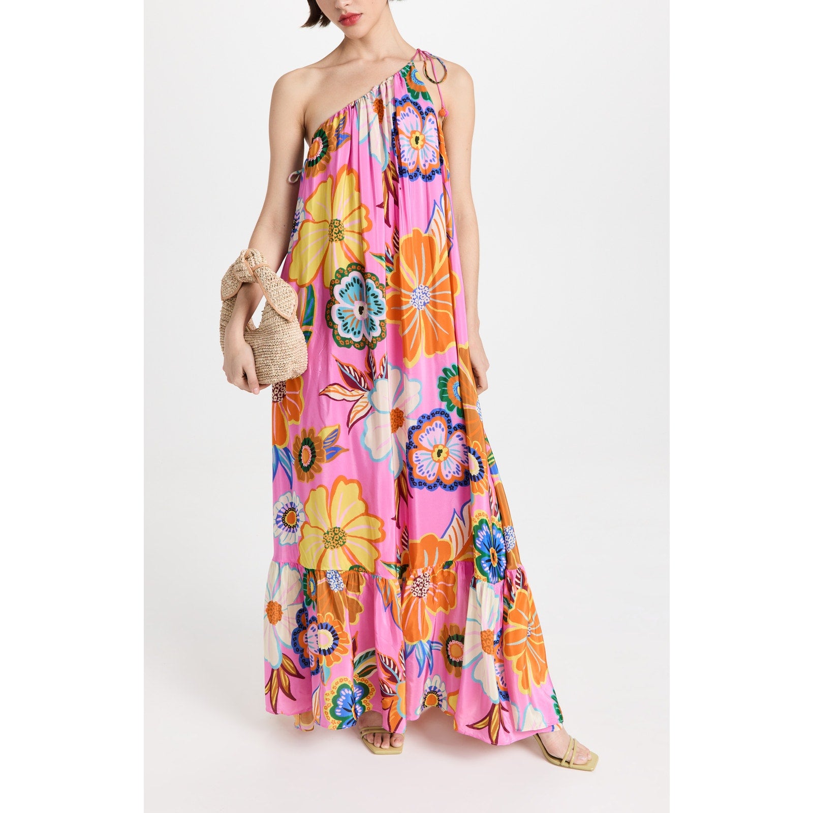 Farm Rio Full Garden Pink Viscose Maxi Dress Size S