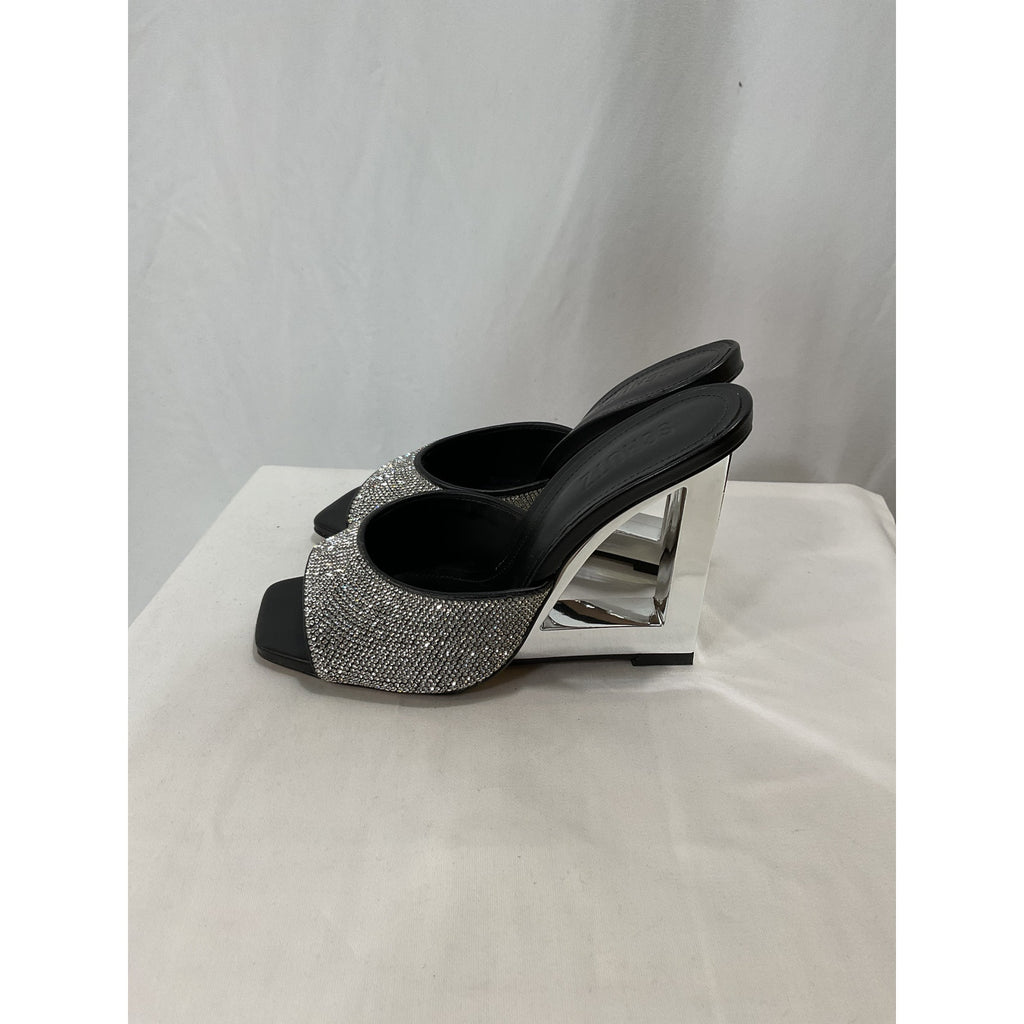 Schutz 'Boris' White Crystal Embellished Sandal Size 8