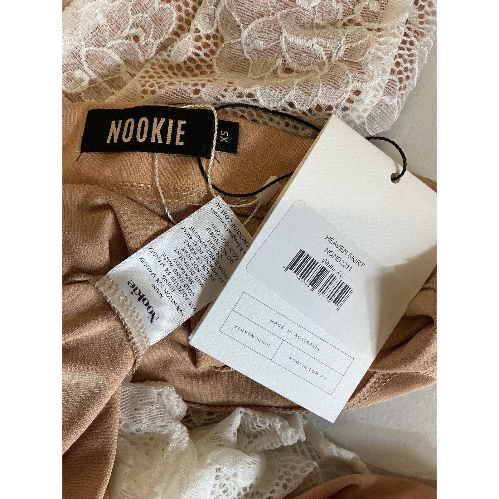 Nookie 'Heaven' Beige Nylon Skirt Size XS - NWT