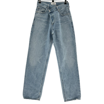 Agolde Classic Blue Criss Cross Upsized Denim Jeans Size 23