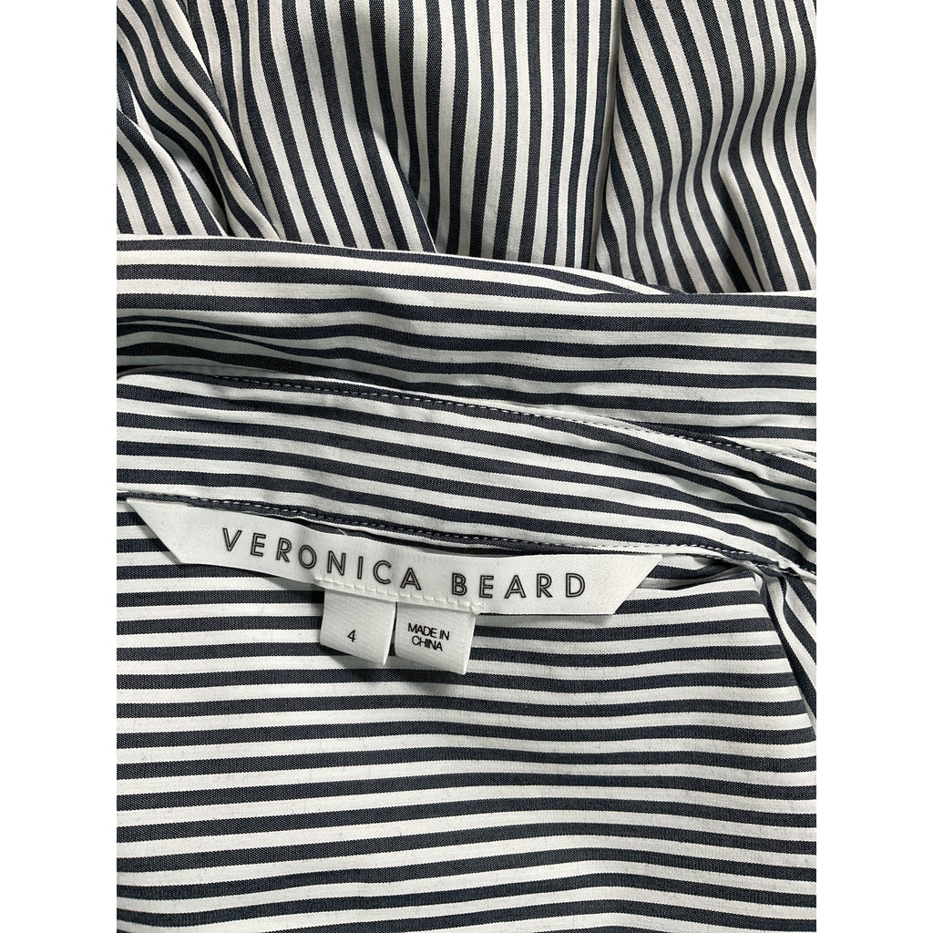 Veronica Beard 'Rosamund' White Poplin Striped Wrap Shirt Size 4
