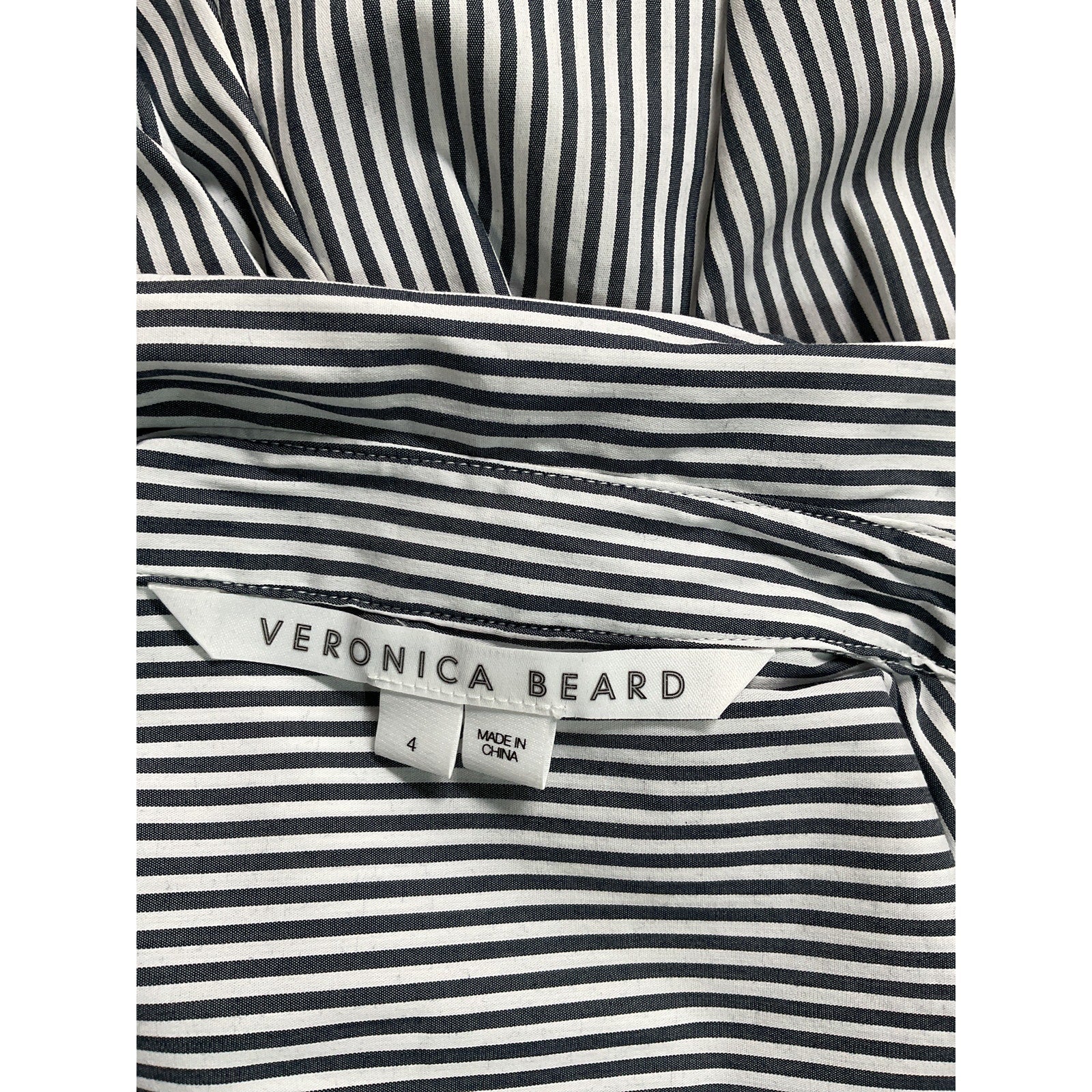 Veronica Beard 'Rosamund' White Poplin Striped Wrap Shirt Size 4