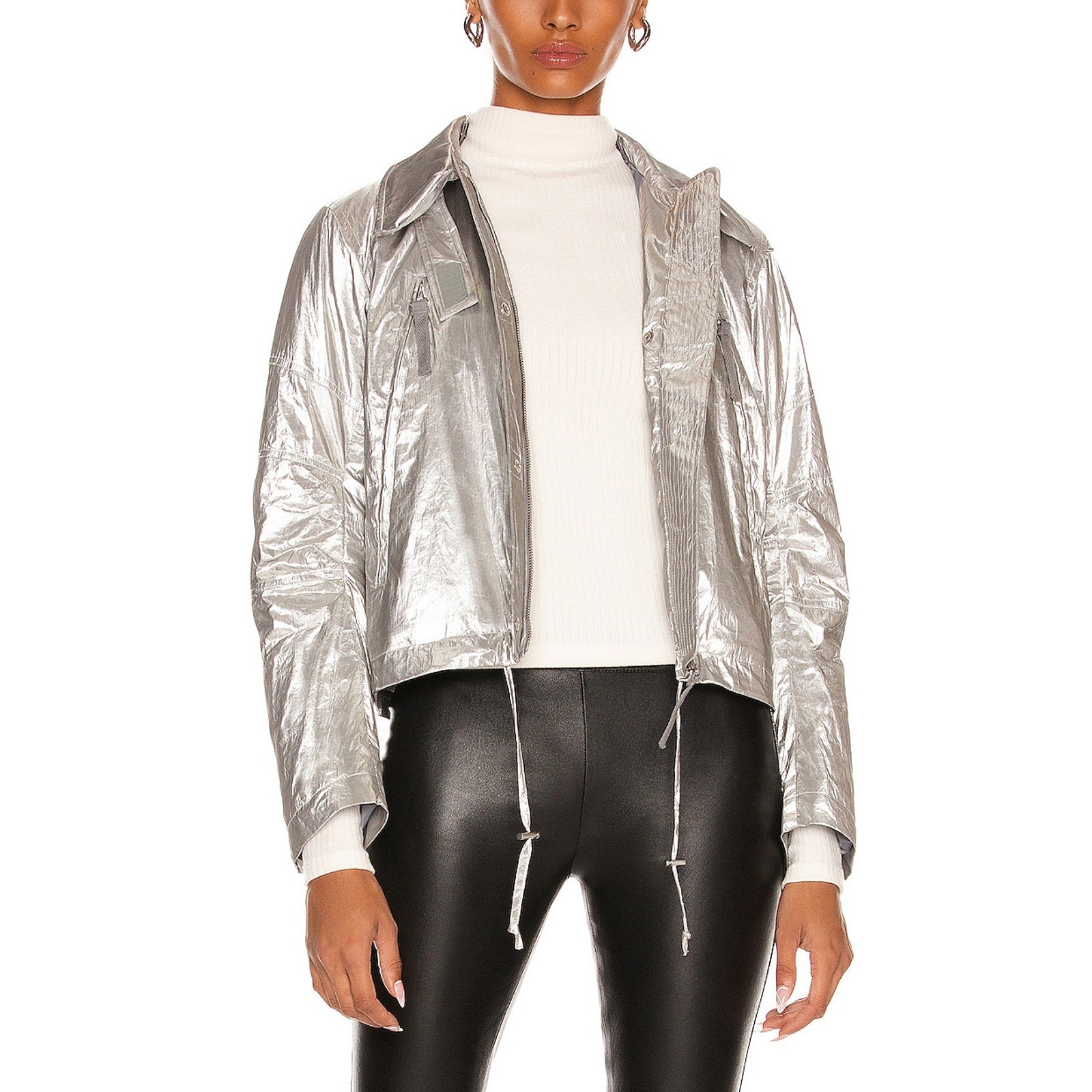 Helmut Lang 'Astro' Silver Faux Fur Jacket Size M