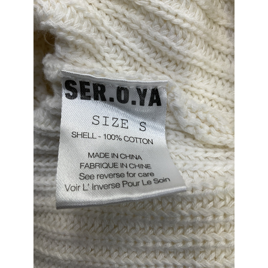 Ser.O.Ya Cropped White Cotton Devin Sweater Size S