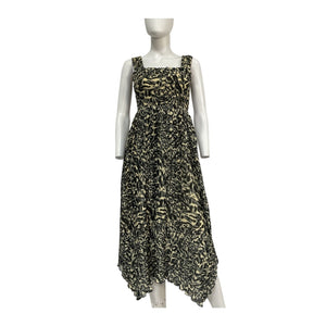Ganni Pleated Lemon Icing Georgette Smock Midi Dress Size 32 EU / US 0