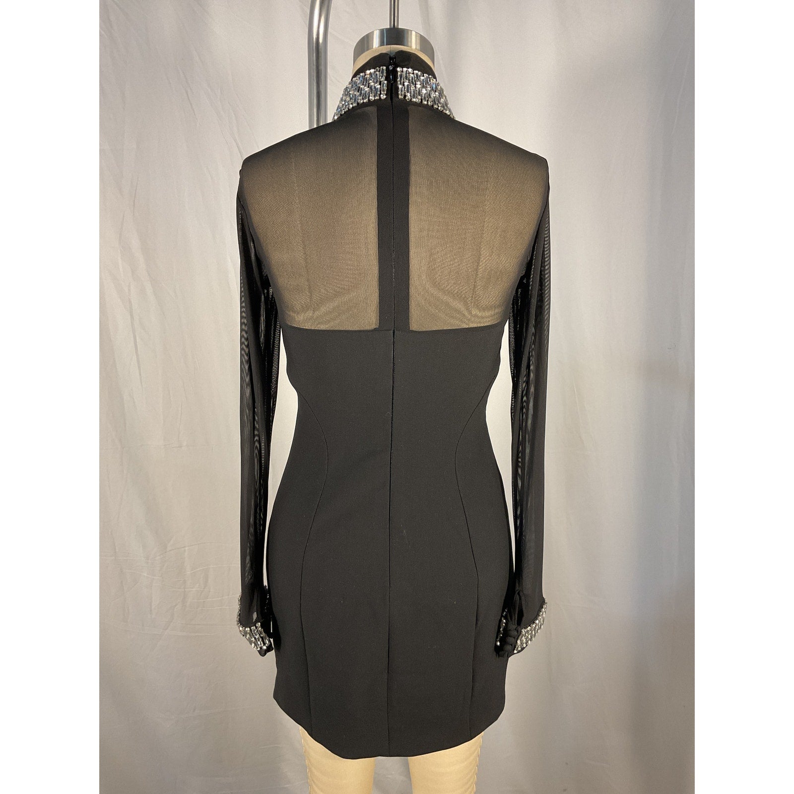 Cinq A Sept 'Foxy' Black Polyester Embellished Ruched Mini Dress Size 4