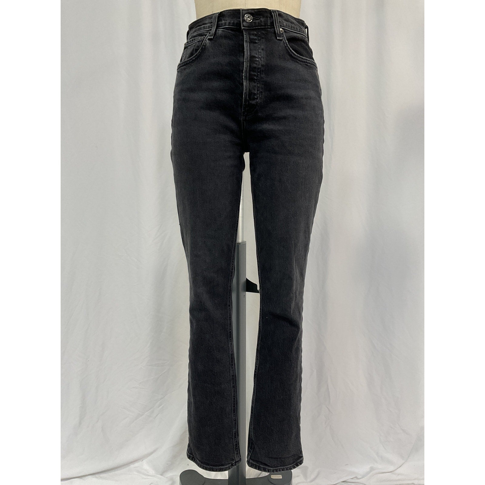Agolde 'Freya' Black Cotton High Rise Slim Size 27