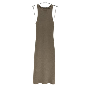 Helmut Lang Ribbon Tan Cotton Midi Dress Size M