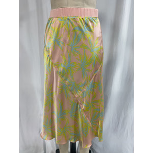 Atm Anthony Thomas Melillo 'Palm' Green Print Silk Charmeuse Slip Skirt Size M