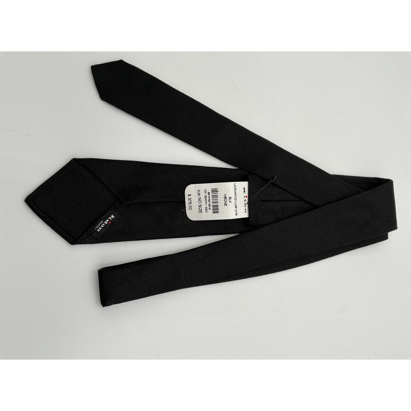 Kiton 'Herringbone' Black Tie Size OS - NWT