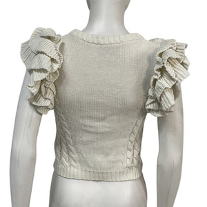 Cleobella Ruffled Cream Hedda Sweater Size XS