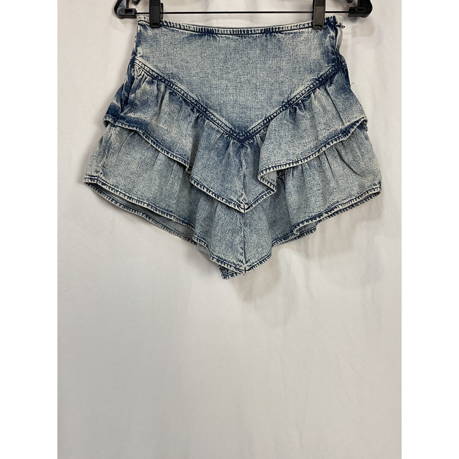 Mother 'The Ruffle' Blue Cotton Mini Skirt Size 24