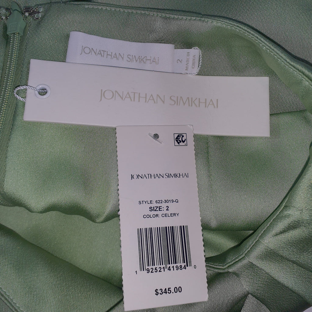 Simkhai 'Mae' Green Satin Draped Asymmetric Mini Skirt Size 2 - NWT