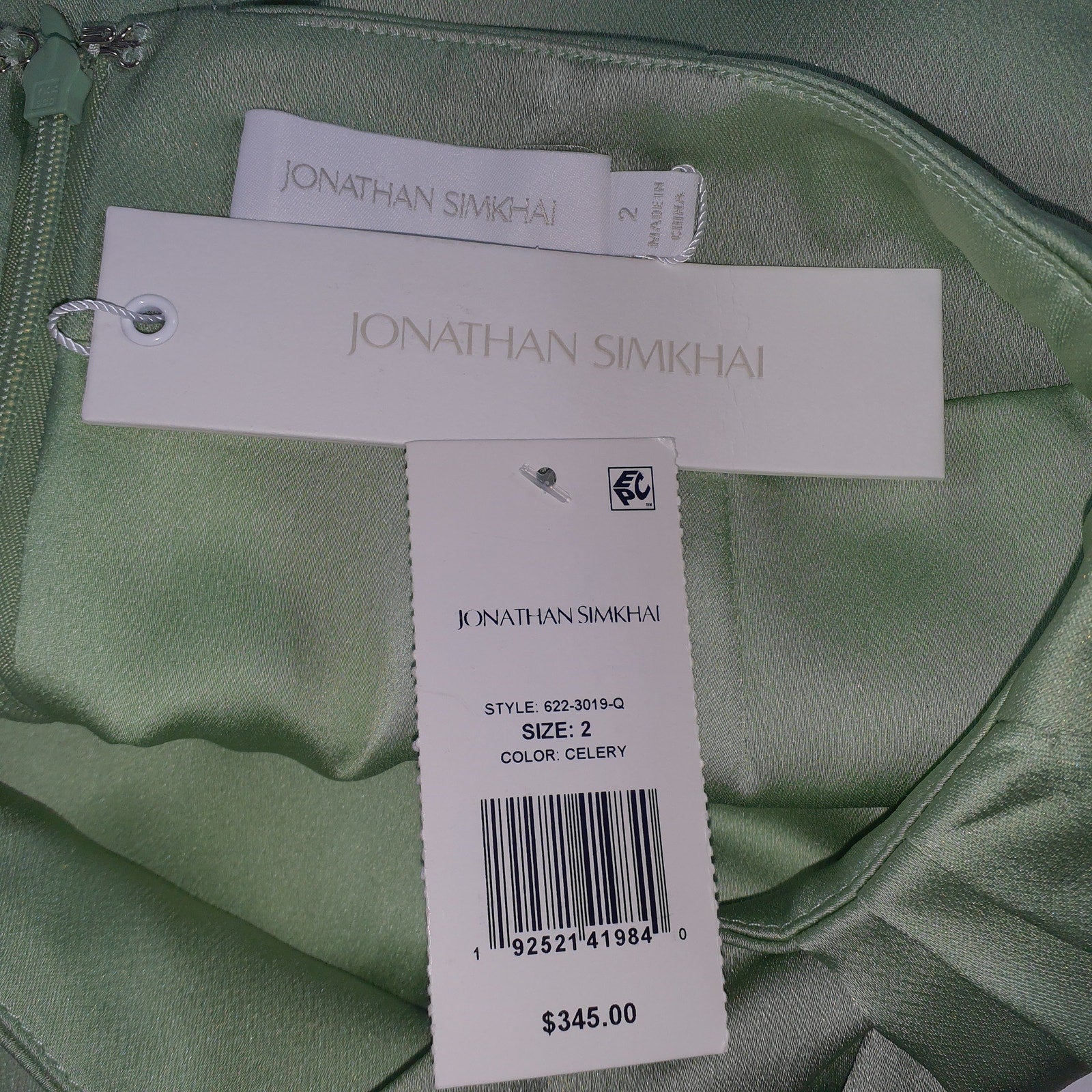 Simkhai 'Mae' Green Satin Draped Asymmetric Mini Skirt Size 2 - NWT