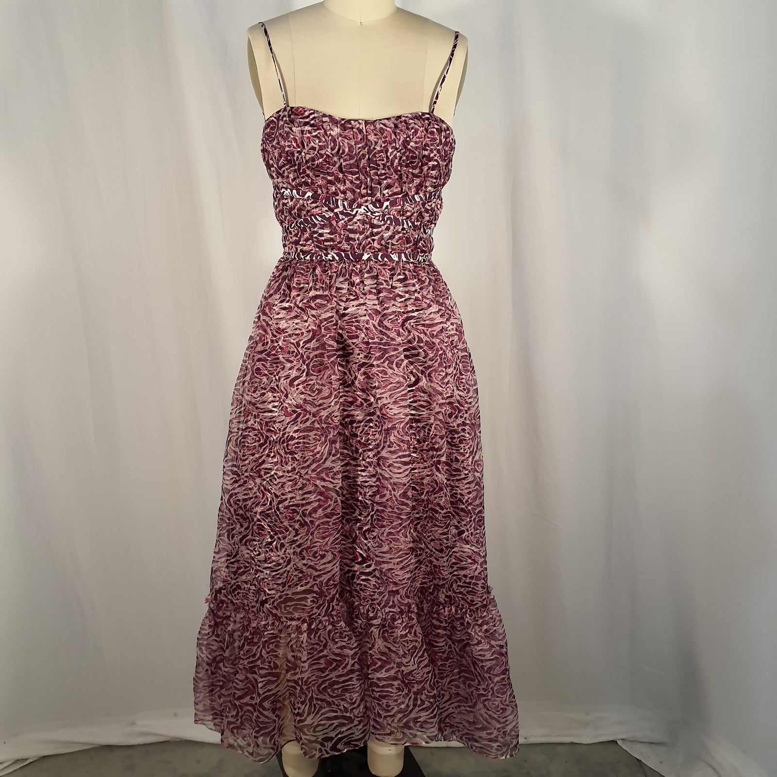 Cinq A Sept 'Inkstrokes' Pink Daria Silk Midi Dress Size 0