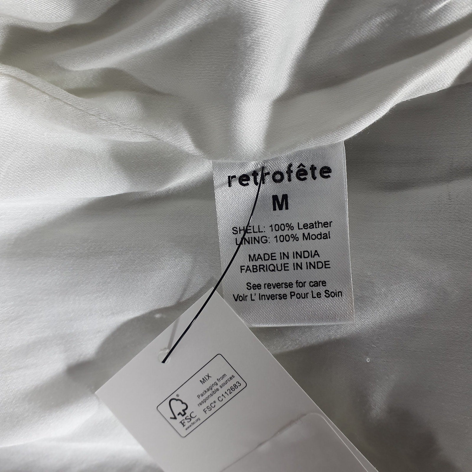 Retrofete Leather 'Ada' White Puff Cropped Sleeve Cinched Back Jacket Size M