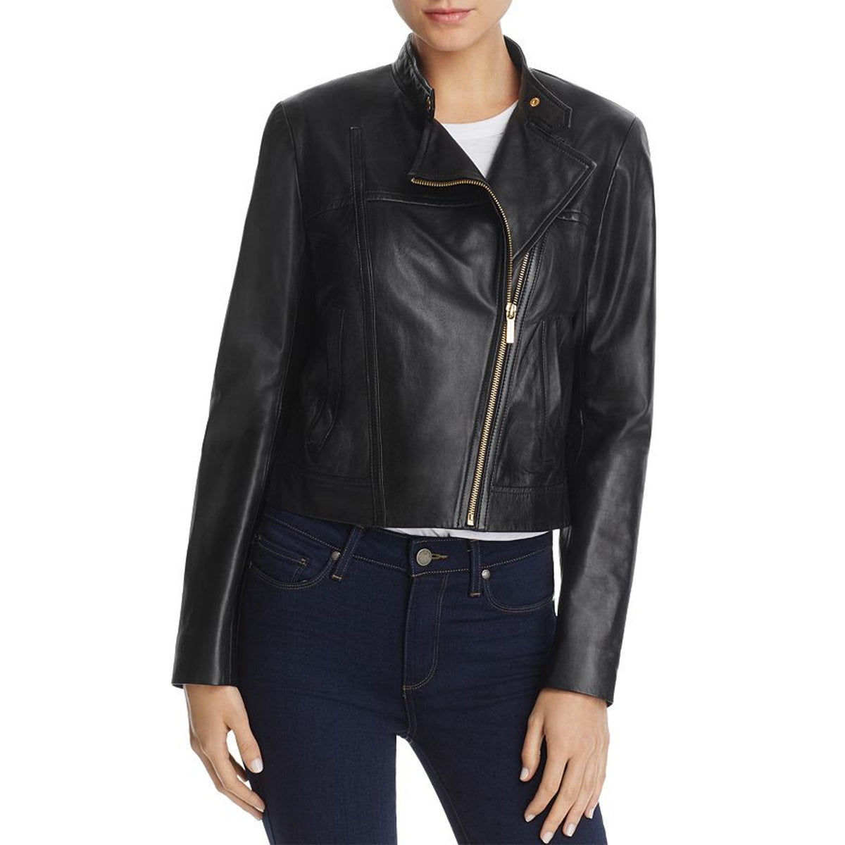 Michael Kors Sleek Black Moto Jacket Size S