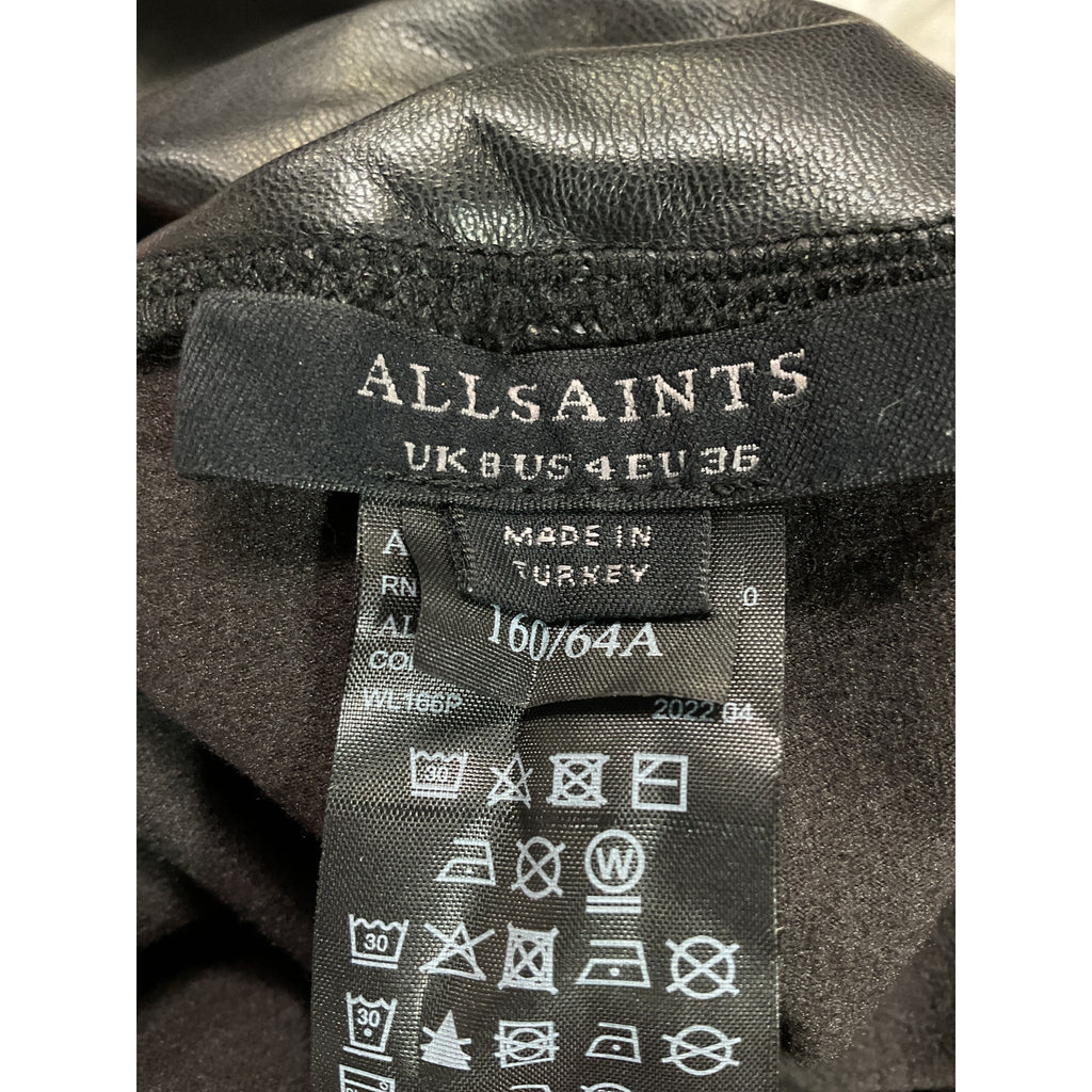 Allsaints 'Cora' Black Faux Leather High-Rise Leggings Size 4