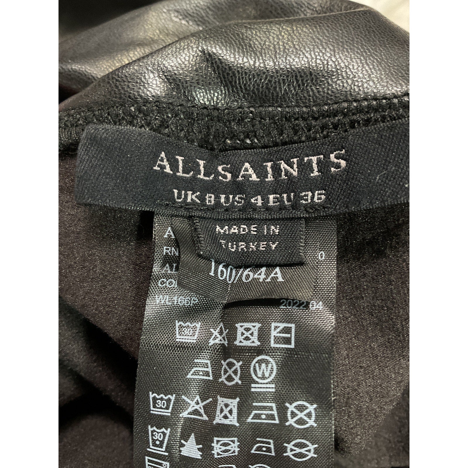 Allsaints 'Cora' Black Faux Leather High-Rise Leggings Size 4