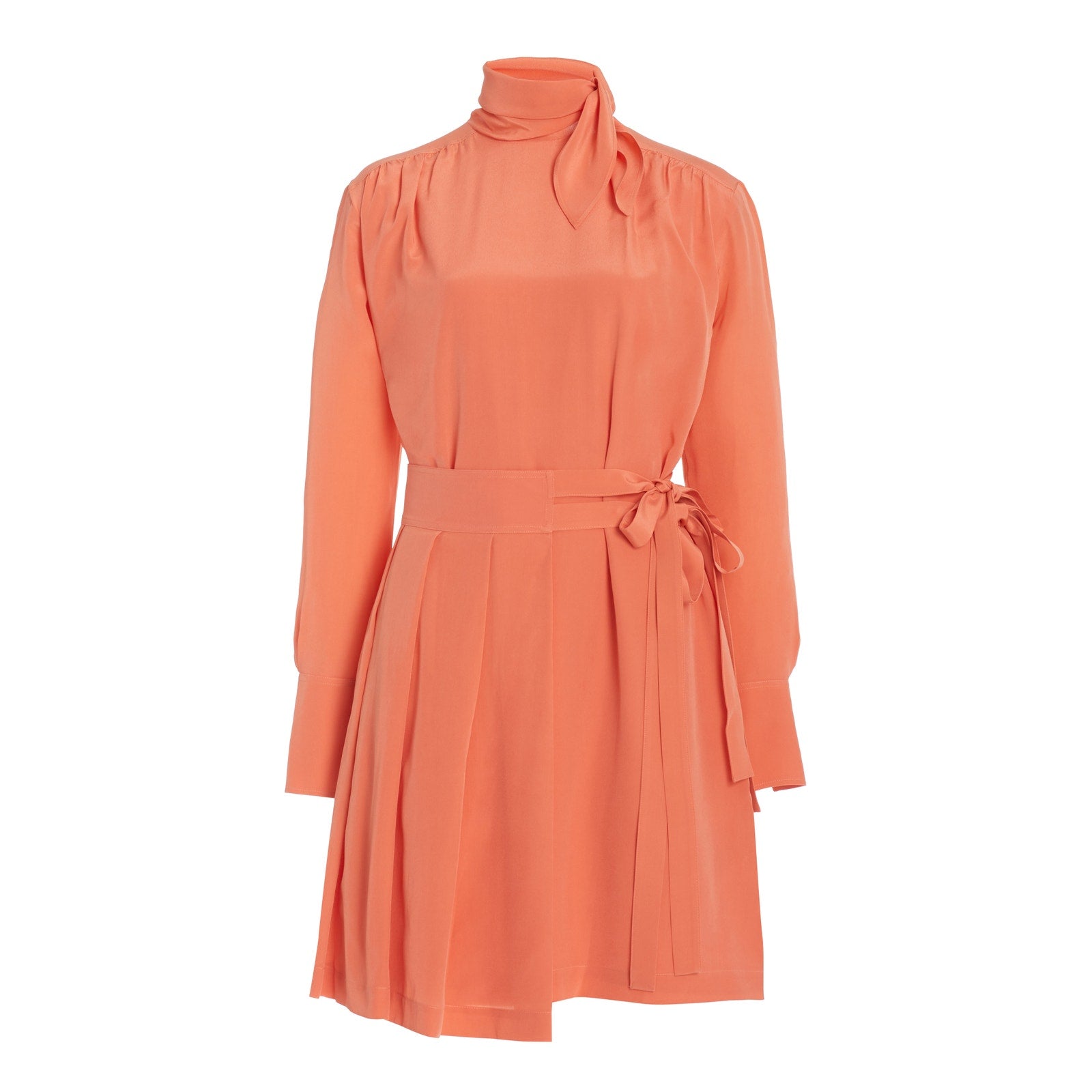 Victoria Beckham Pleated Orange Silk Mini Dress Size 8 US / UK 12