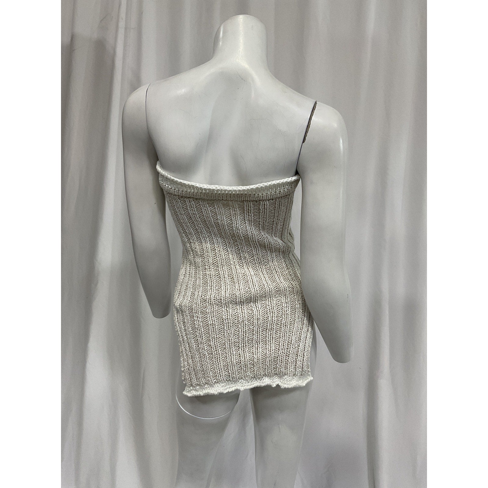 Marco Rambaldi White Cotton Linen Blend Square Neck Tank Top Size S