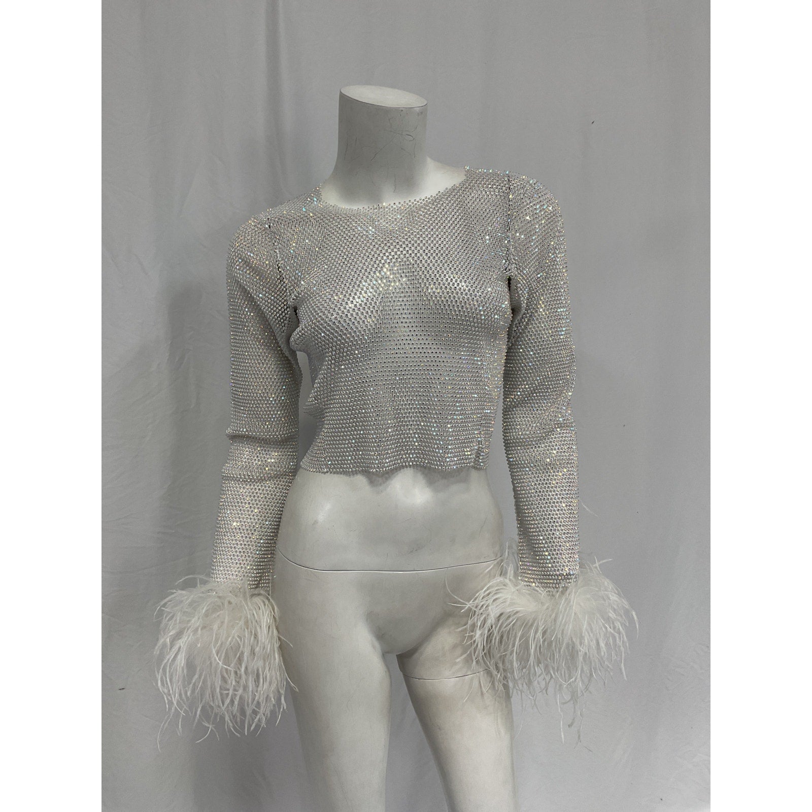 Santa Brands Feathers White Polyester Top Size XS / S