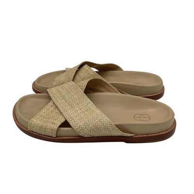 Porte & Paire Woven Beige Crisscross Slides Size 39 EU / 9 US