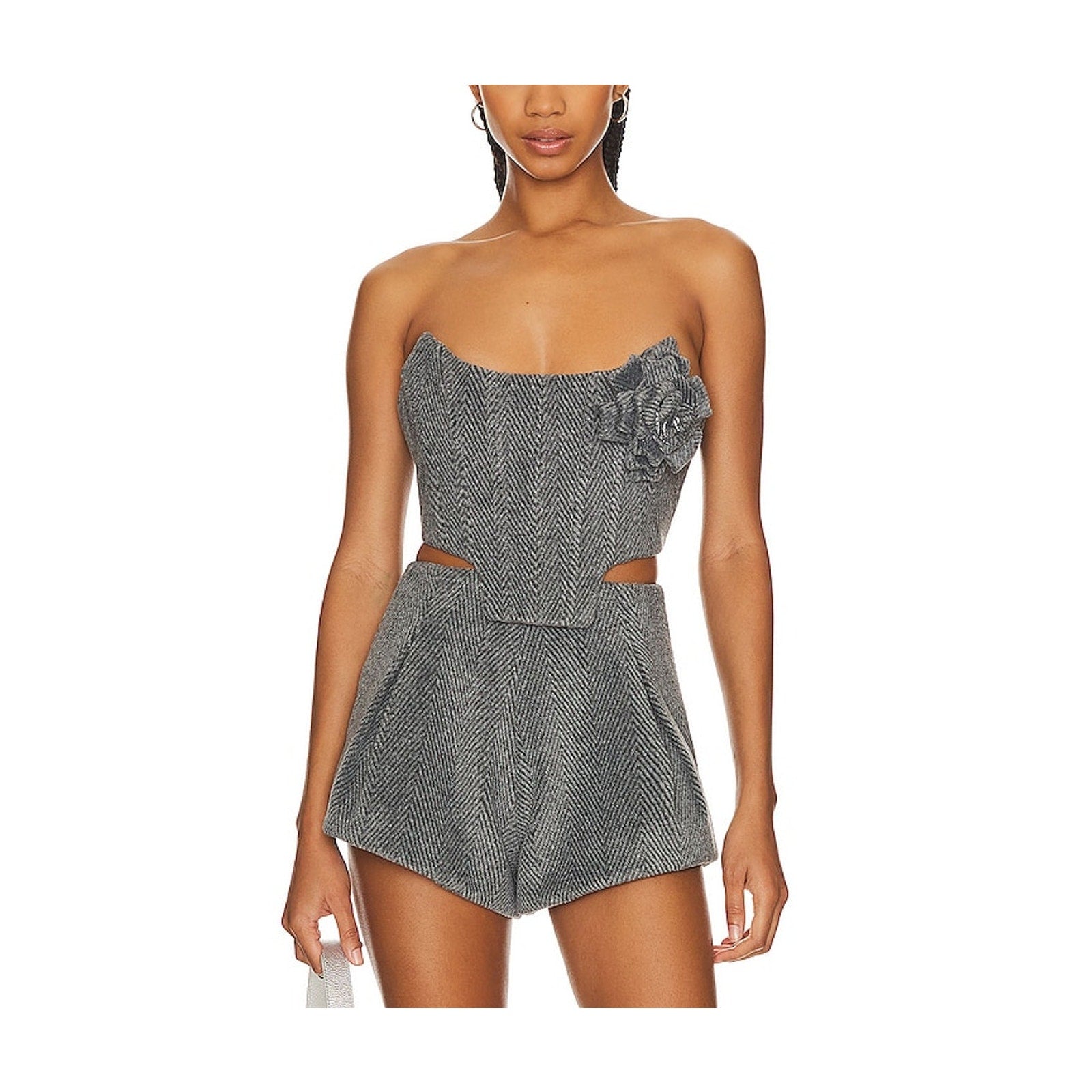 Giuseppe Di Morabito 'Bustier' Grey With Rose Blouse Top Size S