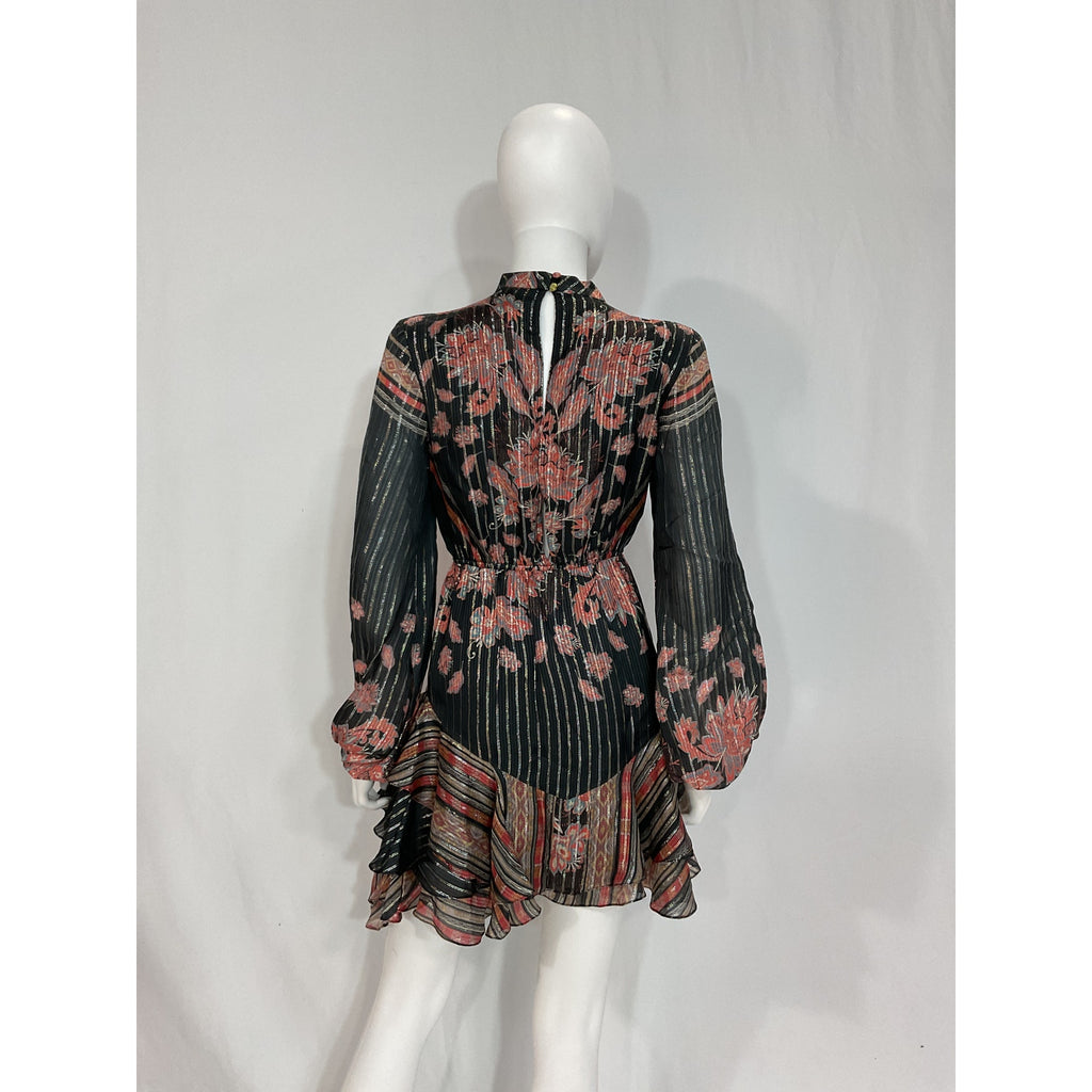 Hemant And Nandita 'Sion' Black Long Sleeve Mini Dress Size S