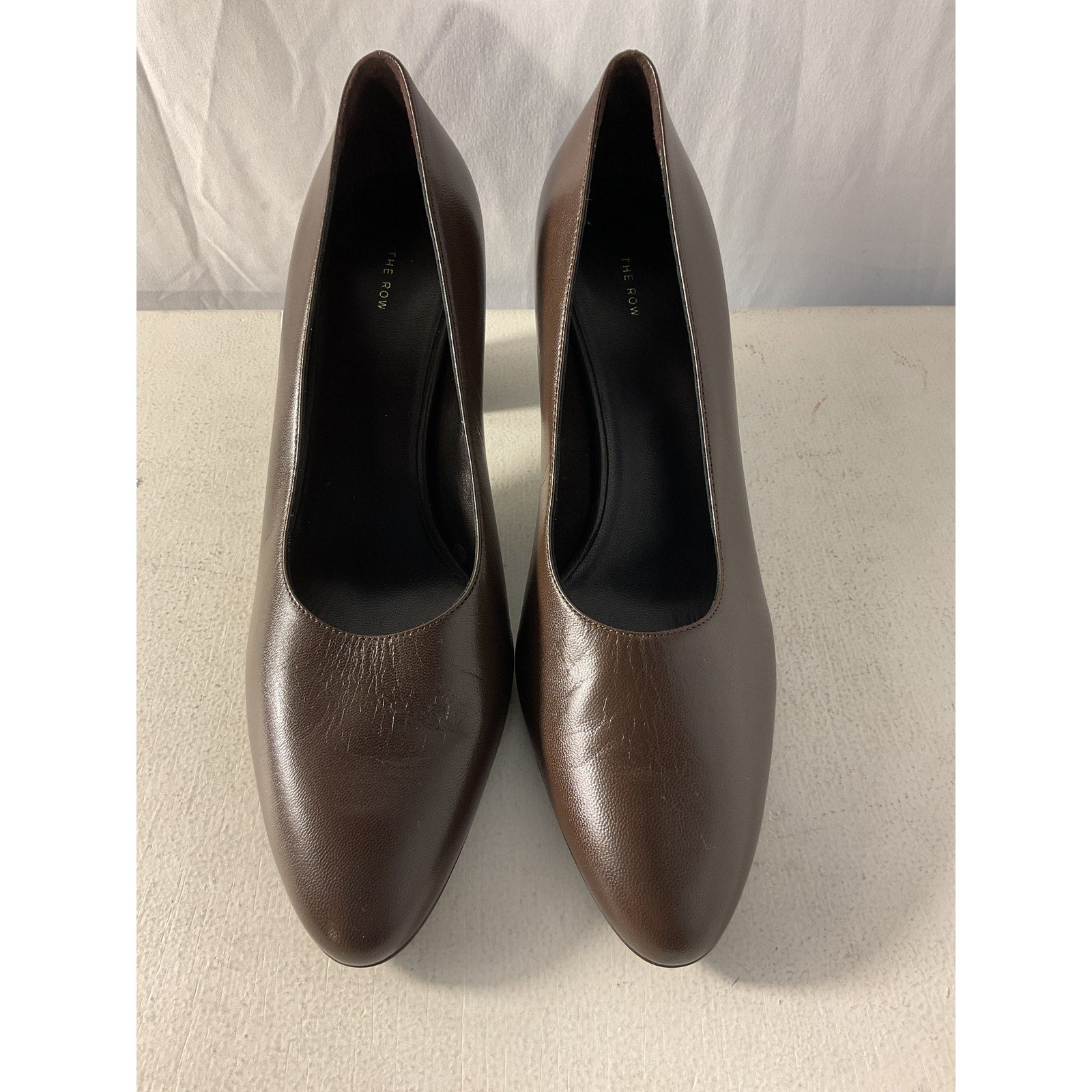 The Row 'Luisa' Brown Leather Pumps Size 8