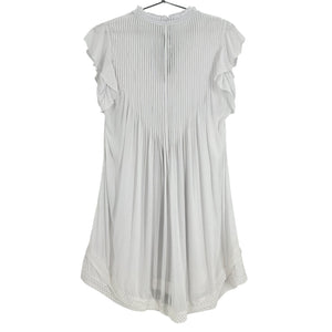 Poupette St Barth Pleated White Sasha Mini Dress Size S