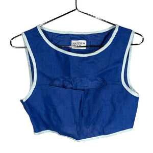 Matthew Bruch Bound Blue Cutout Crop Top Size 3