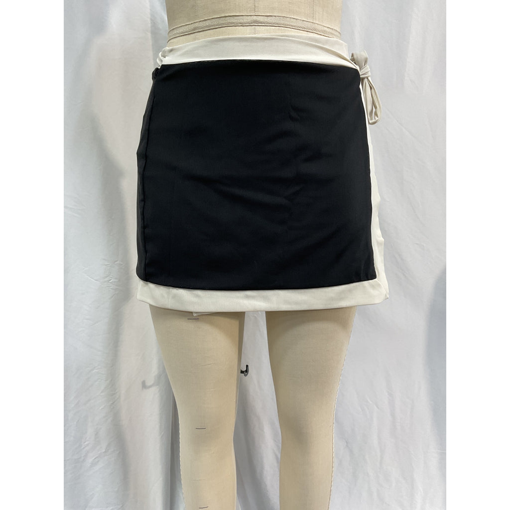 Staud 'Gretchen' Black Polyamide Mini Wrap Skirt Size L