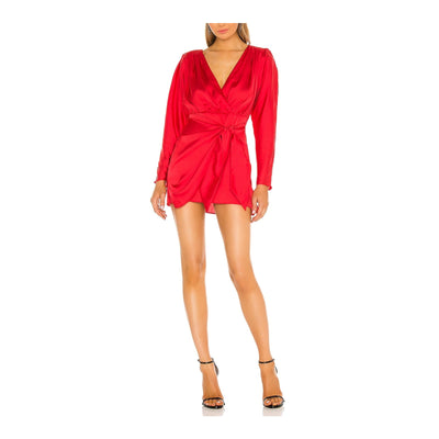 L'Academie 'The Dore' Red Poly Mini Dress Size M