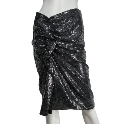 Isabel Marant Shiny Silver Dolene Midi Skirt Size 42 EU / 10 US