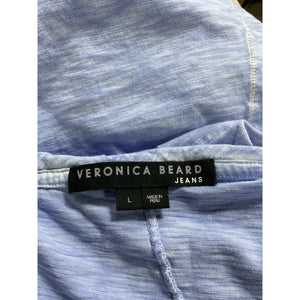 Veronica Beard 'Ellerie' Blue Cotton Sleeveless Ruffled V Neck Top Size L