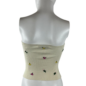 Favorite Daughter Embroidered Beige Athena Bustier Top Size XS