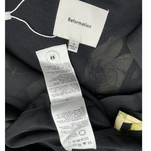 Reformation Floral Black Vea Dress Size 2