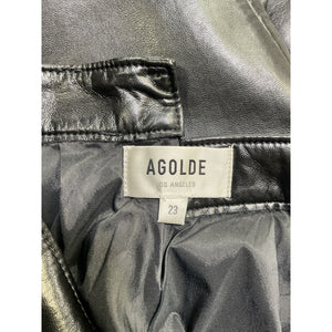 Agolde 'Criss Cross' Black Cowhide Straight Pants Size 23