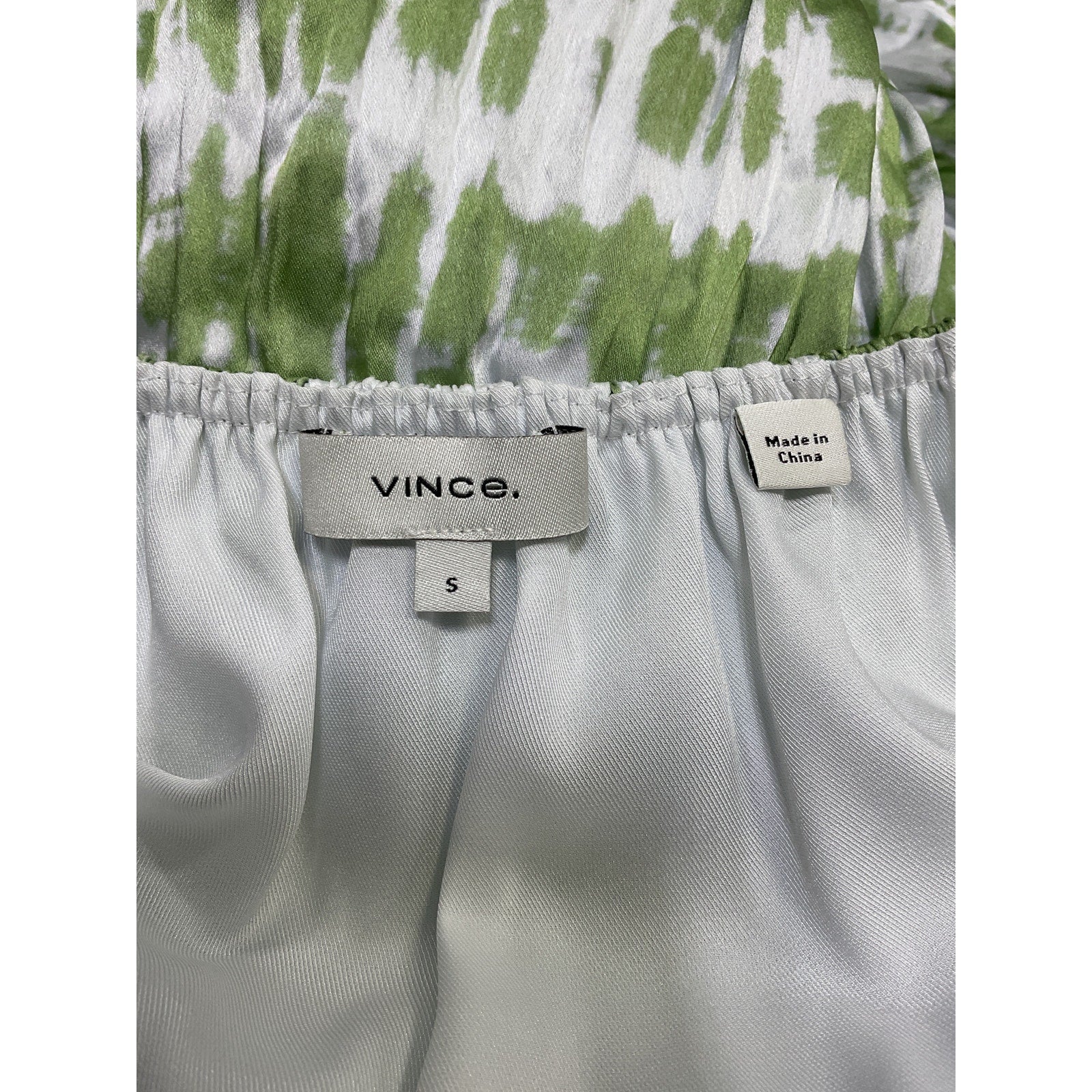 Vince 'Tie-Dye' White Polyester Ruched Silk Midi Dress Size S