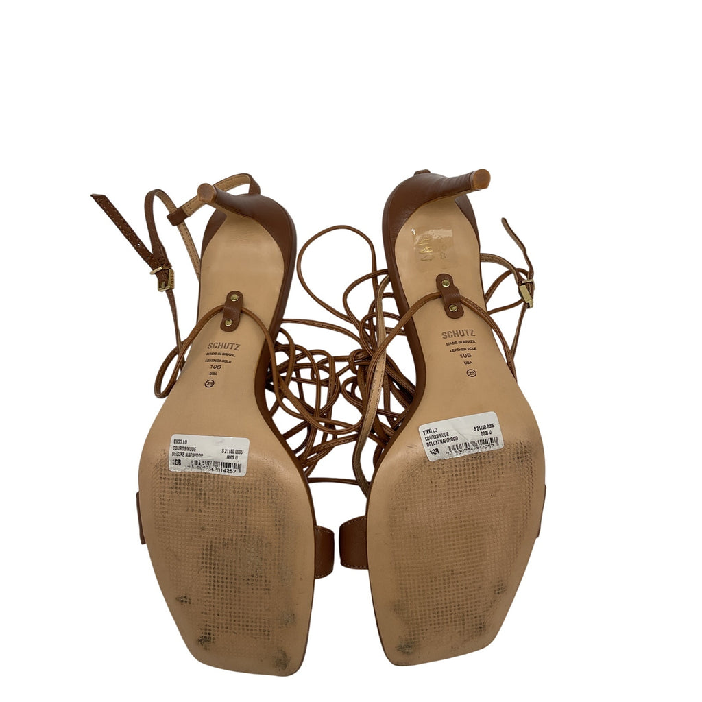Schutz 'Berry' Brown Leather Sandal Size 10