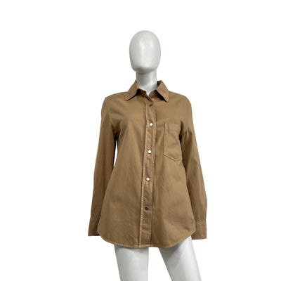 Vince Twill Beige Cotton Shirt Jacket Size S