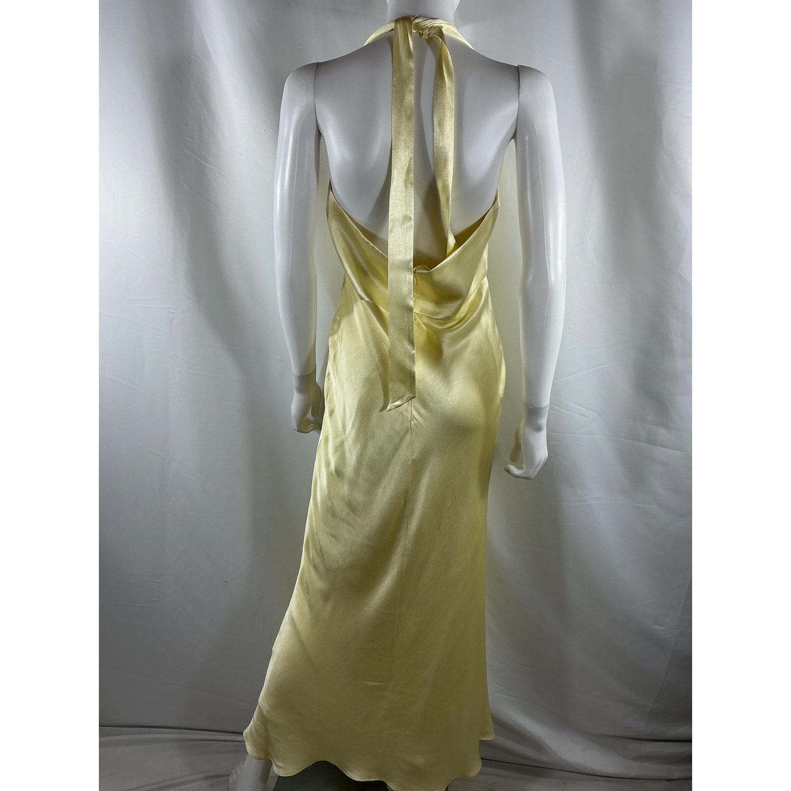 Shona Joy 'La Lune' Yellow Lenzing Plunged Halter Midi Dress Size 8