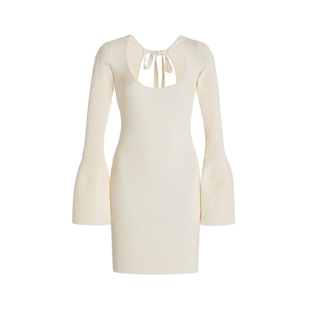 Alexis 'Terza' Cream Rayon Open-Back Ribbed-Knit Mini Dress Size S