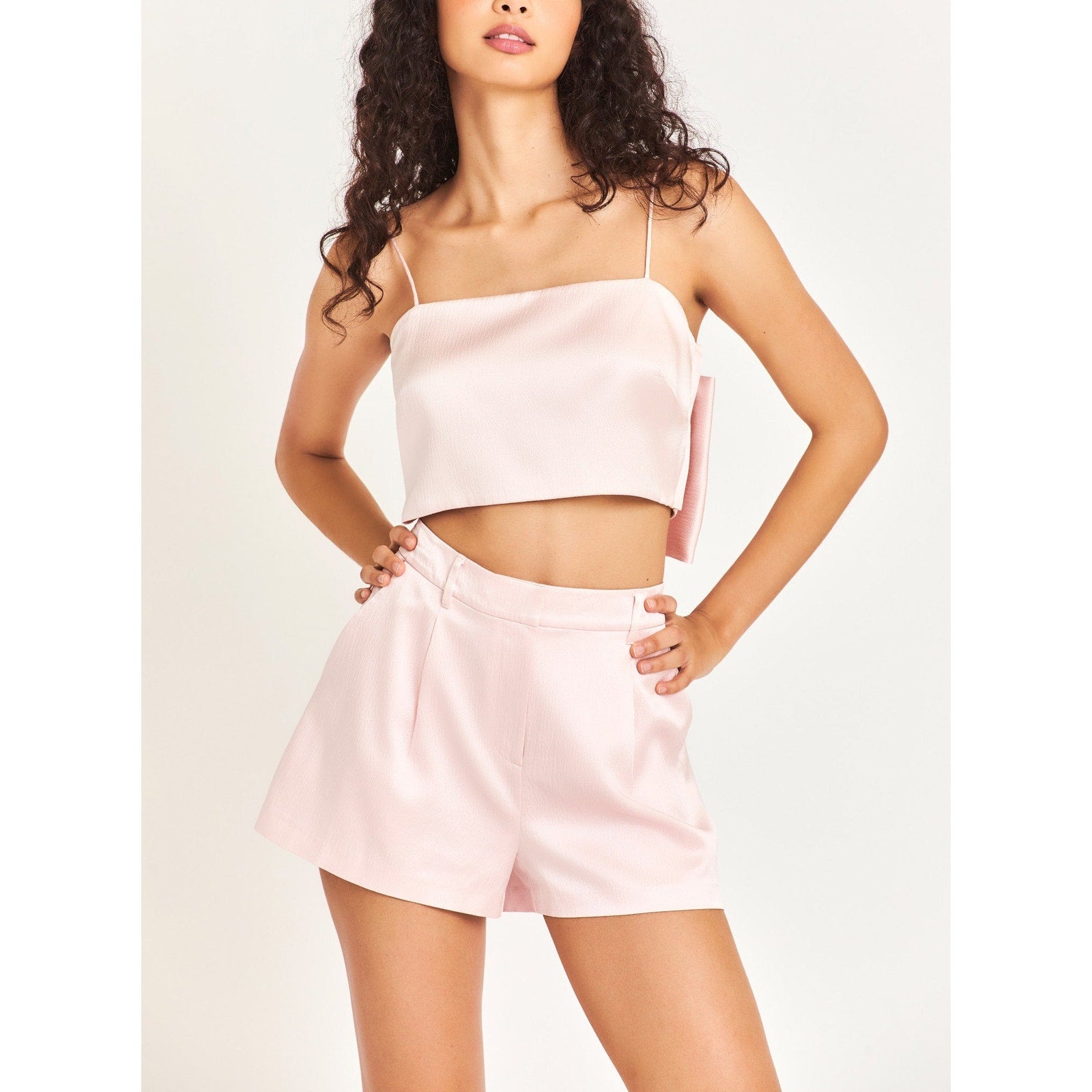 Loveshackfancy 'Perdita' Pink Silk Short Size 2