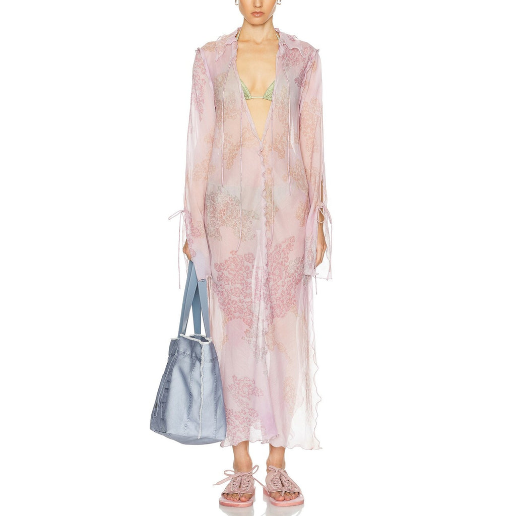 Acne Studios 'Daftan' Pink Lace Camo Long Sleeve Dress Size 40