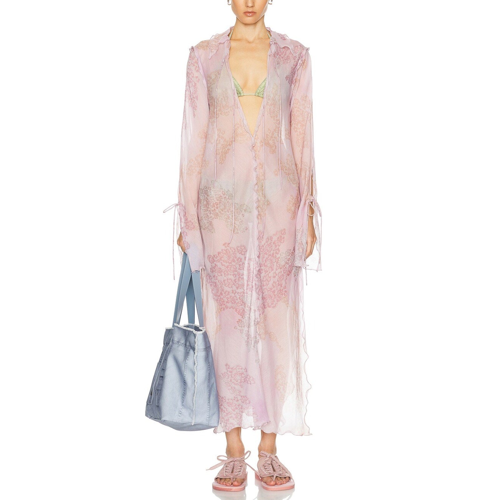 Acne Studios 'Daftan' Pink Lace Camo Long Sleeve Dress Size 40