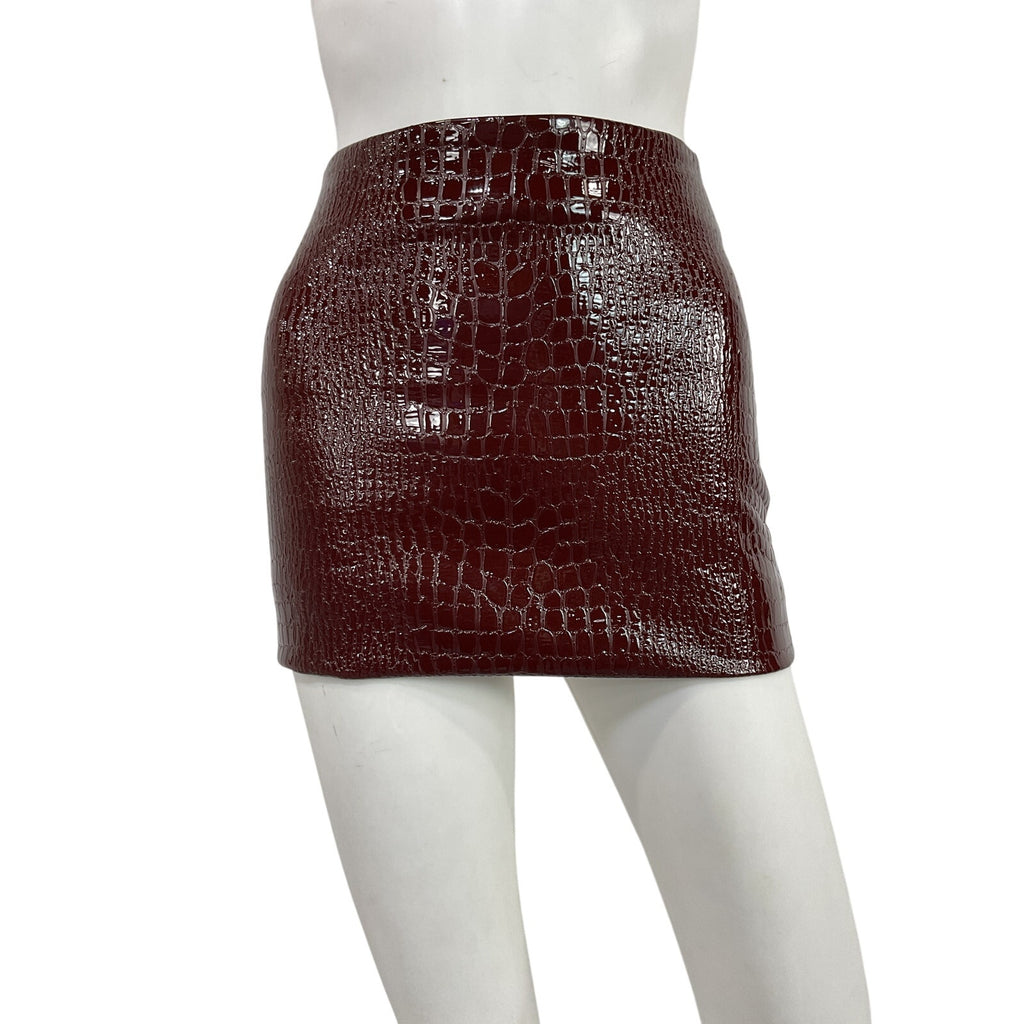 L'Agence 'Gerard' Brown Polyurethane Mini Skirt Size 00