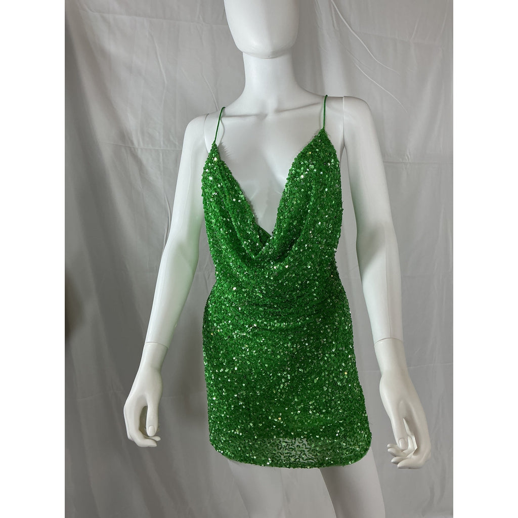 Retrofete 'Mich' Green Crystal Sequin Embellished Dress Size XS