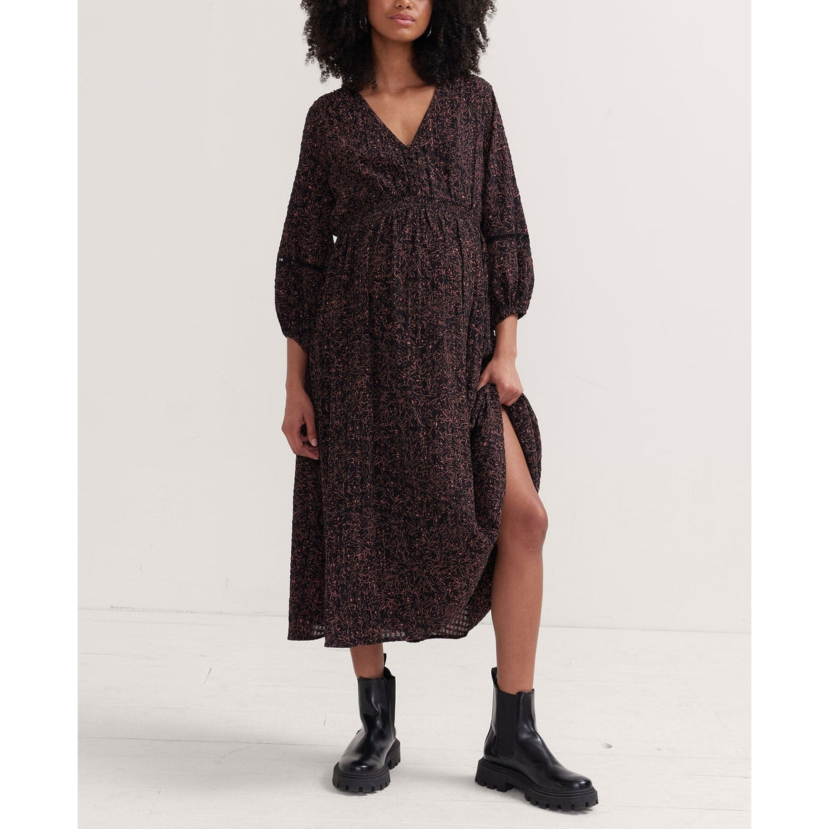 Hatch 'The Victoria' Black Long Sleeve Maternity Dress Size 0